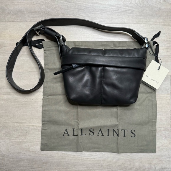 NWT AllSaints Collette Leather Crossbody Bag in Black - Picture 4 of 7